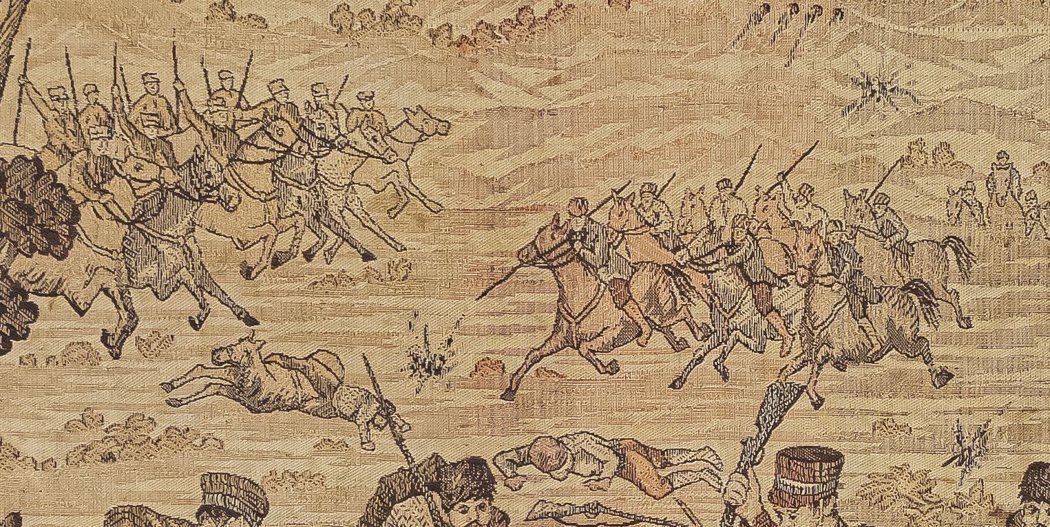 (Русско-японская война) Гобелен с батальной сценой русско-японской войны. Россия, 1900-е годы.