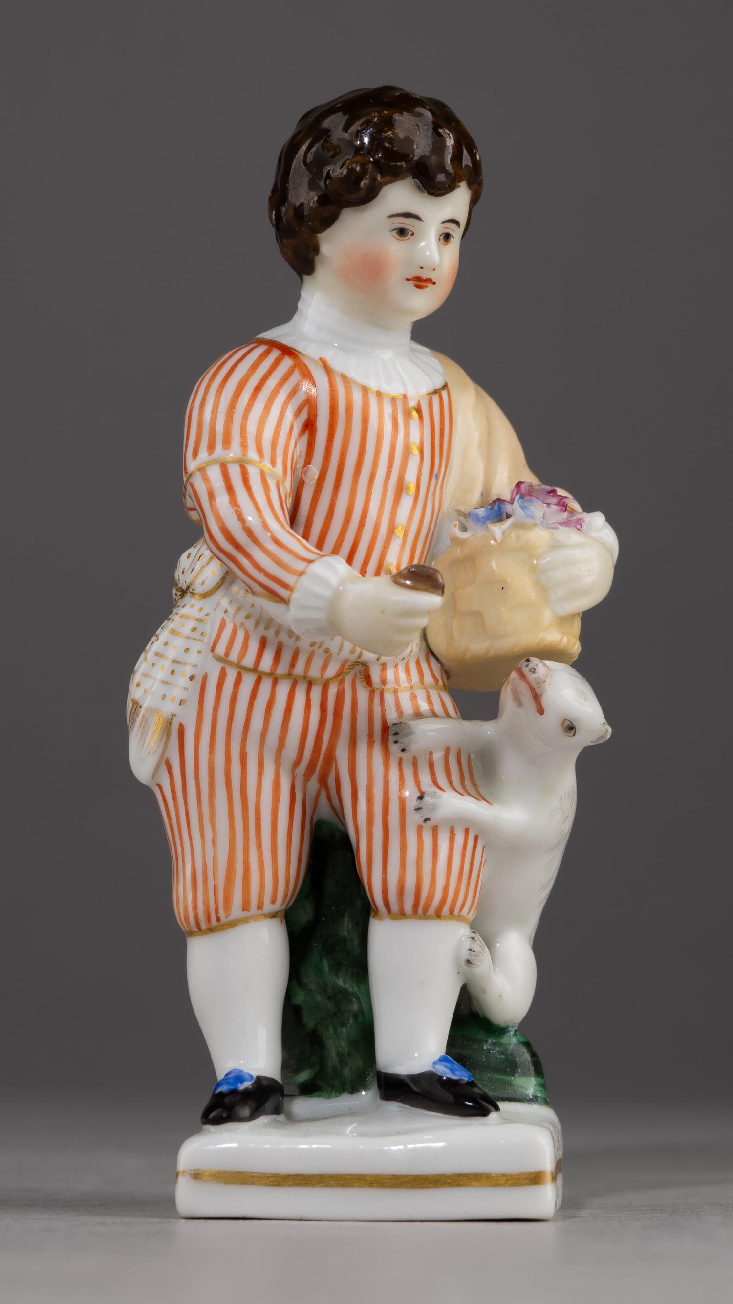 (Гарднер) Статуэтка «Мальчик с собакой». 
Россия, фабрика Ф.Я. Гарднера, 1830–1840-е годы.