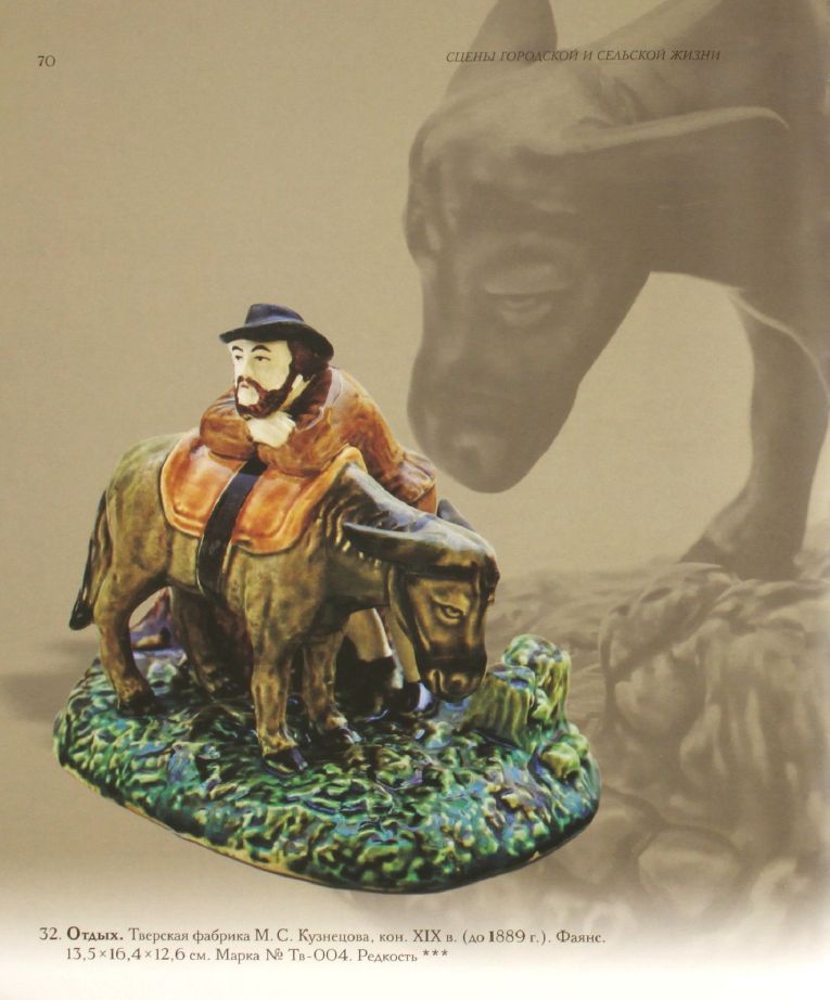 (Кузнецов) Скульптура «Отдых» (Санчо Панса). Россия, Тверская фабрика М.С. Кузнецова, 1870-е–1889 годы.