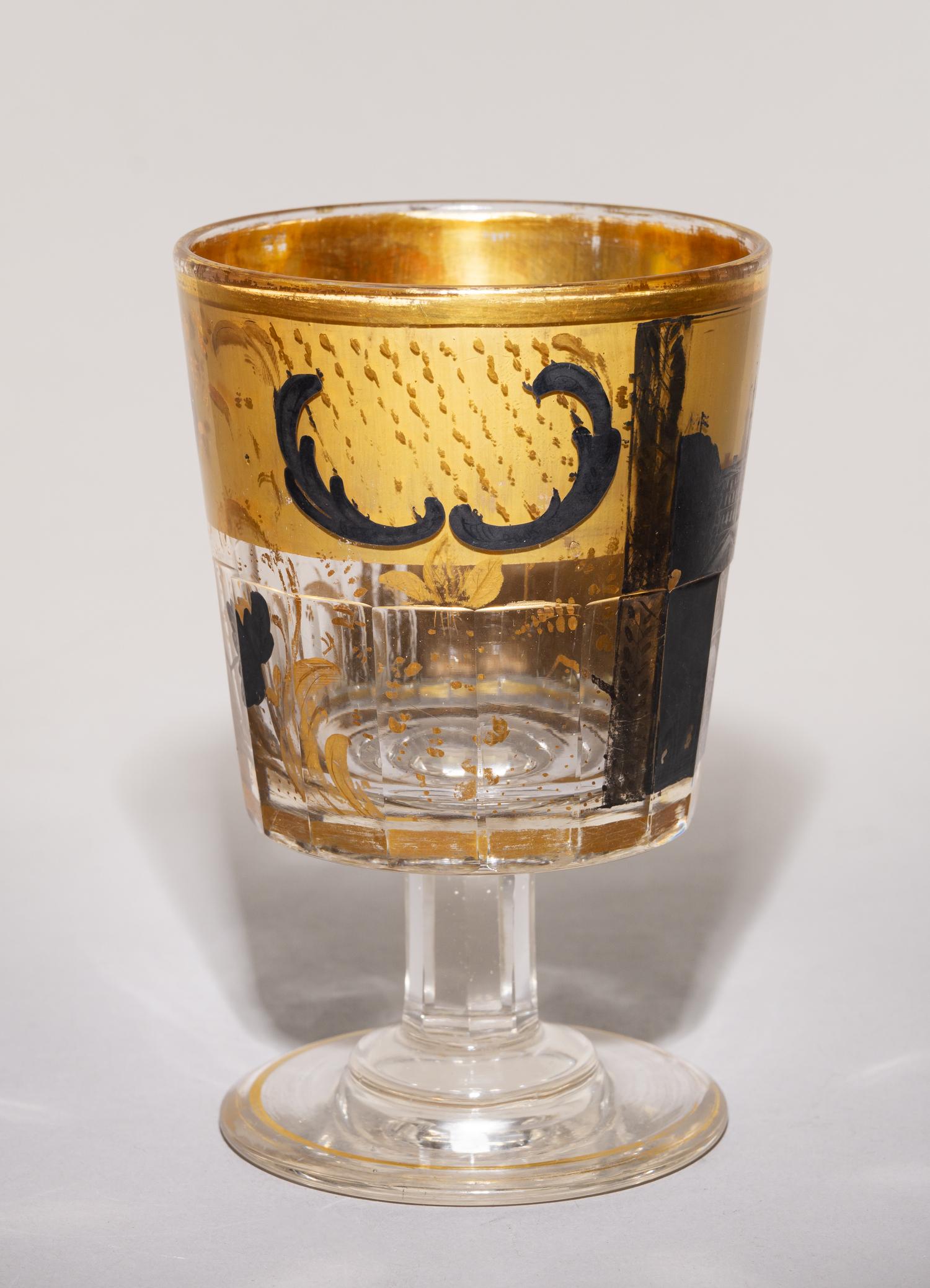 (Редкость. Санкт-Петербург. ИСЗ) Бокал с изображением панорамного вида Санкт-Петербурга.
Россия, Императорский стеклянный завод, 1830-е – 1840-е годы.