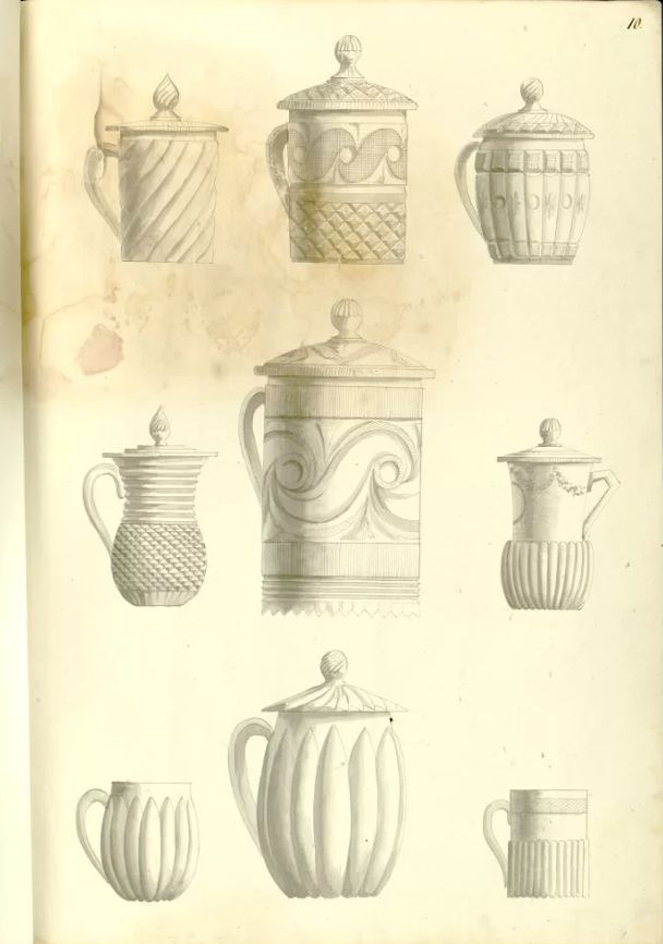 (ИСЗ. Бармин) Кружка в стиле шинуазри с фигурой китайца. Россия, Императорский стеклянный завод, по проекту А.Бармина, 1820-1830-е годы.