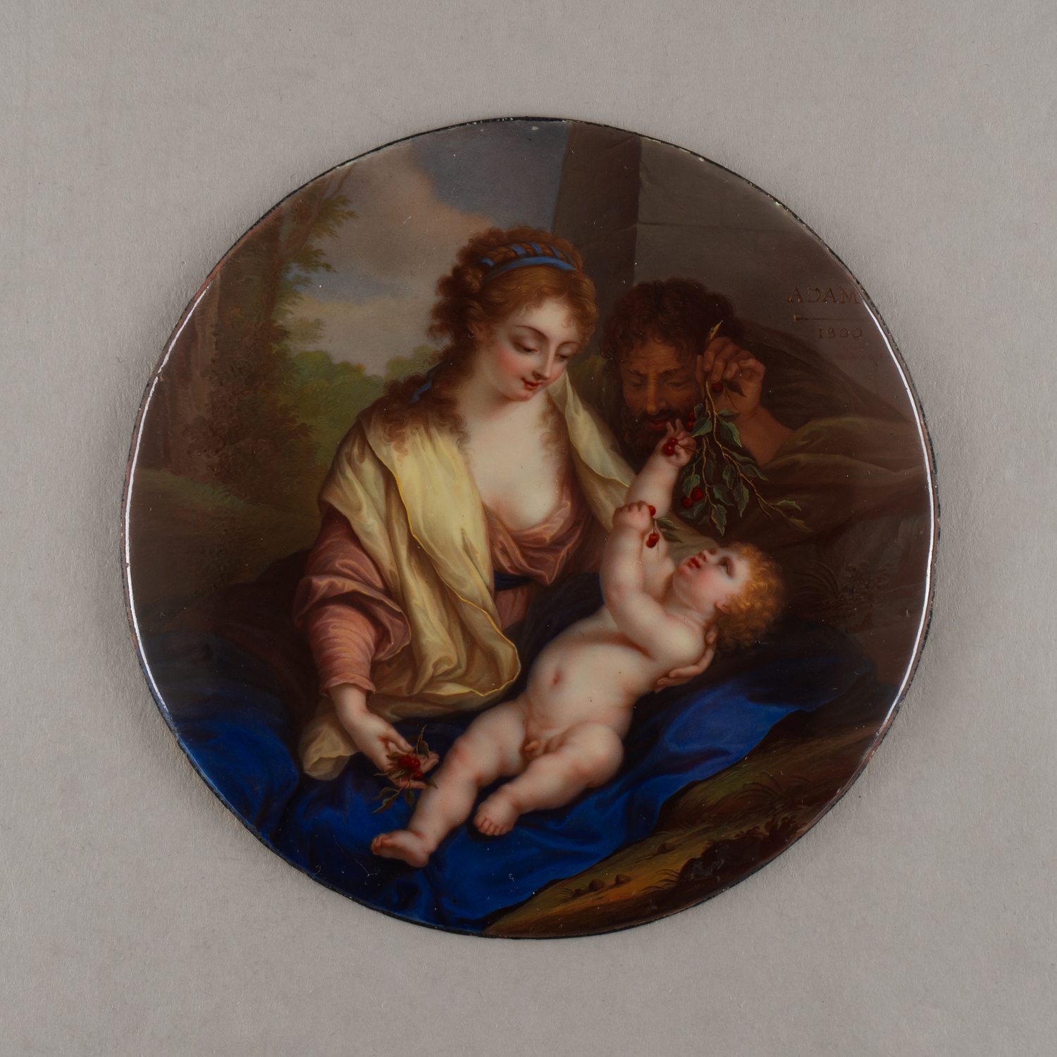 (Главный живописец и рисовальщик ИФЗ) Святое семейство. Эмалевый пласт. Художник Анри Альберт Адам (Адан Андрей Александрович), 1800.