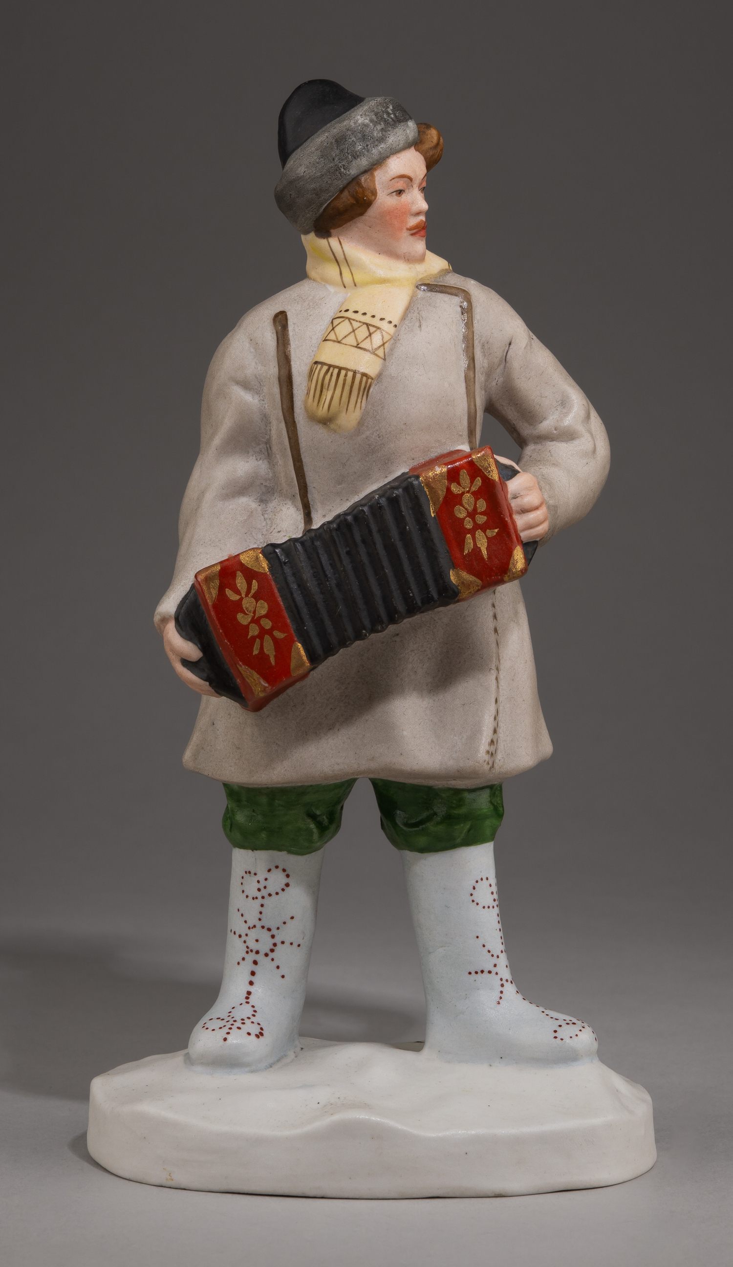 (Б.М. Кустодиев) Скульптура «Гармонист». Россия, СССР, Дмитровский фарфоровый завод, автор модели Б.М. Кустодиев (модель 1923 года), 1930-1932.