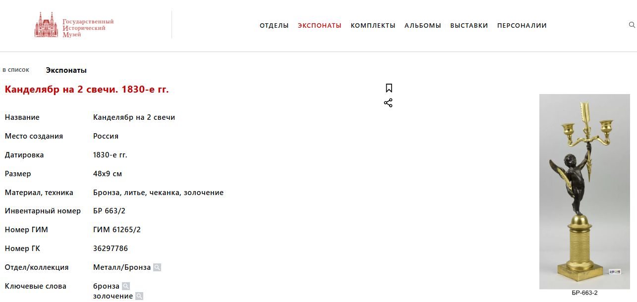 Парные канделябры на пять свечей с фигурами летящего мальчика-зефира. Россия. 1820-е годы