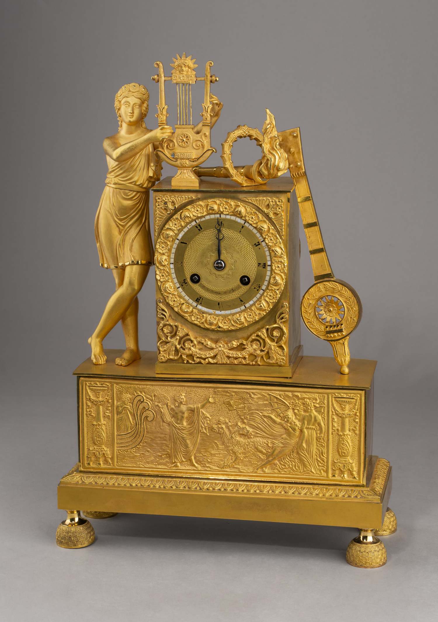 Часы каминные «Орфей». Франция, Париж, мастер Хартманн, первая четверть XIX века.