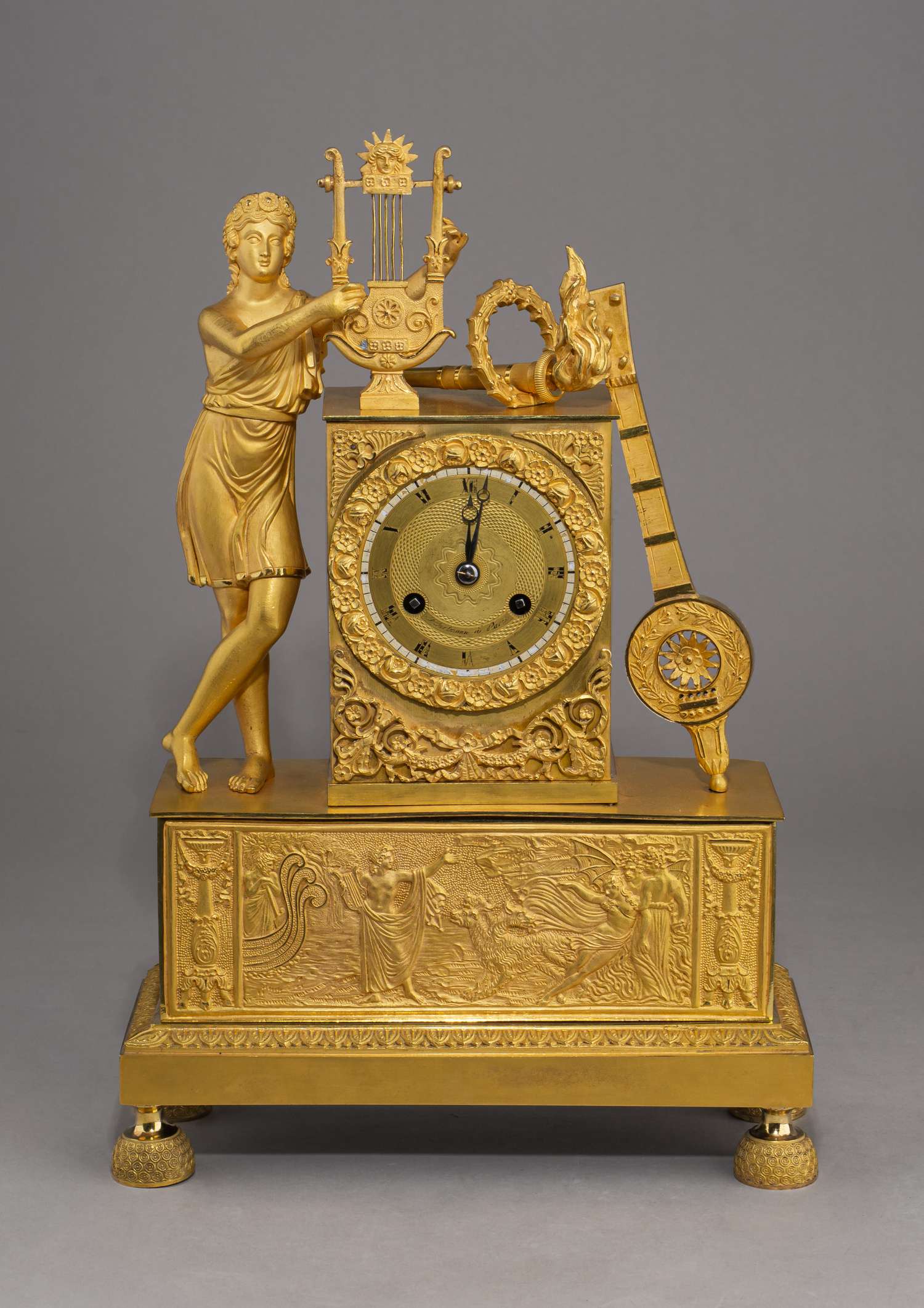 Часы каминные «Орфей». Франция, Париж, мастер Хартманн, первая четверть XIX века.