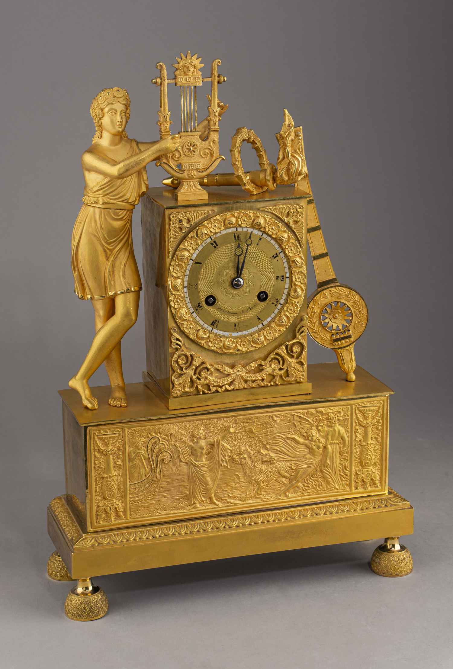 Часы каминные «Орфей». Франция, Париж, мастер Хартманн, первая четверть XIX века.