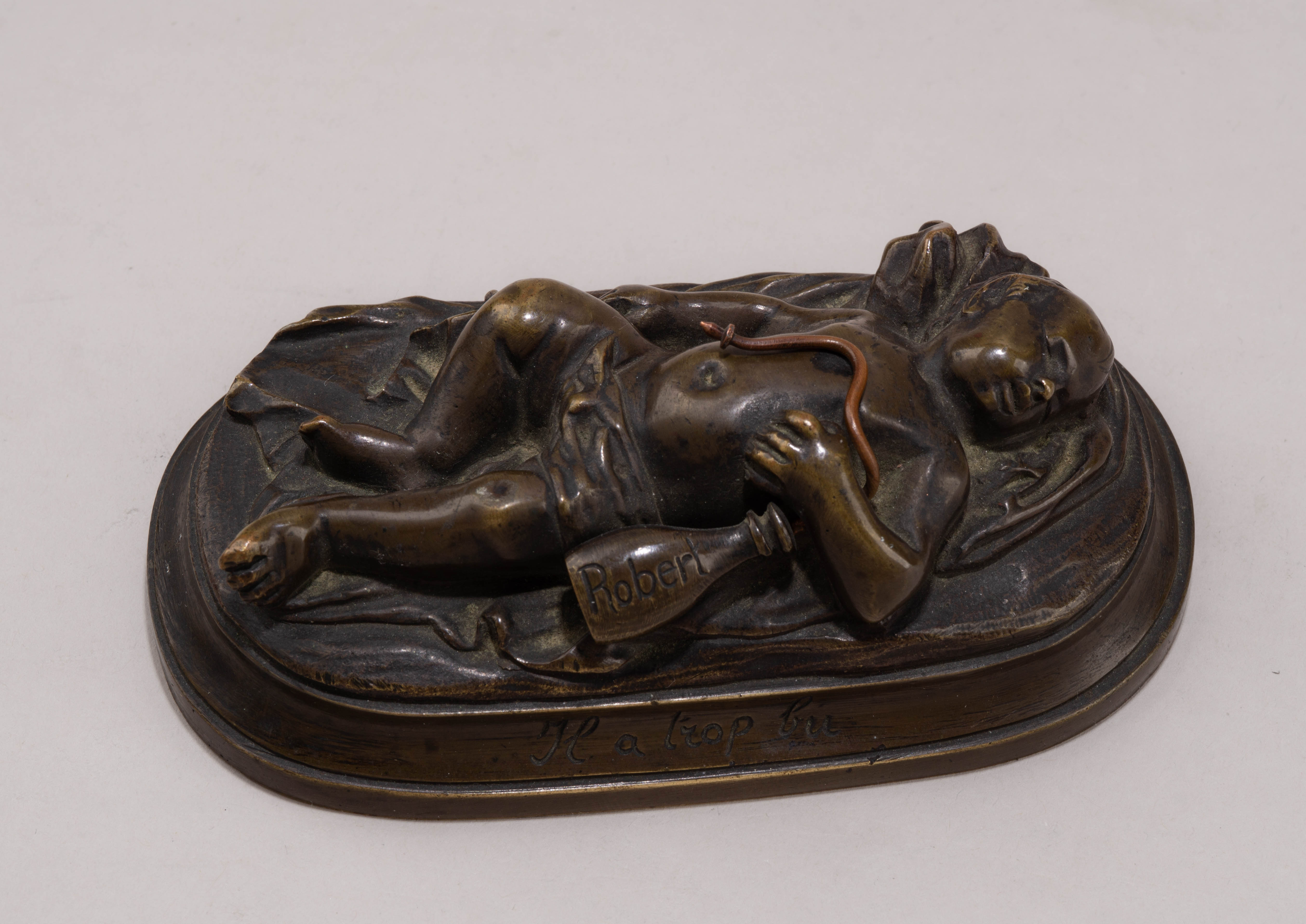 Скульптура-шутка «Он слишком много выпил». Франция, скульптор Роберт (Robert), конец XIX - начало XX века.