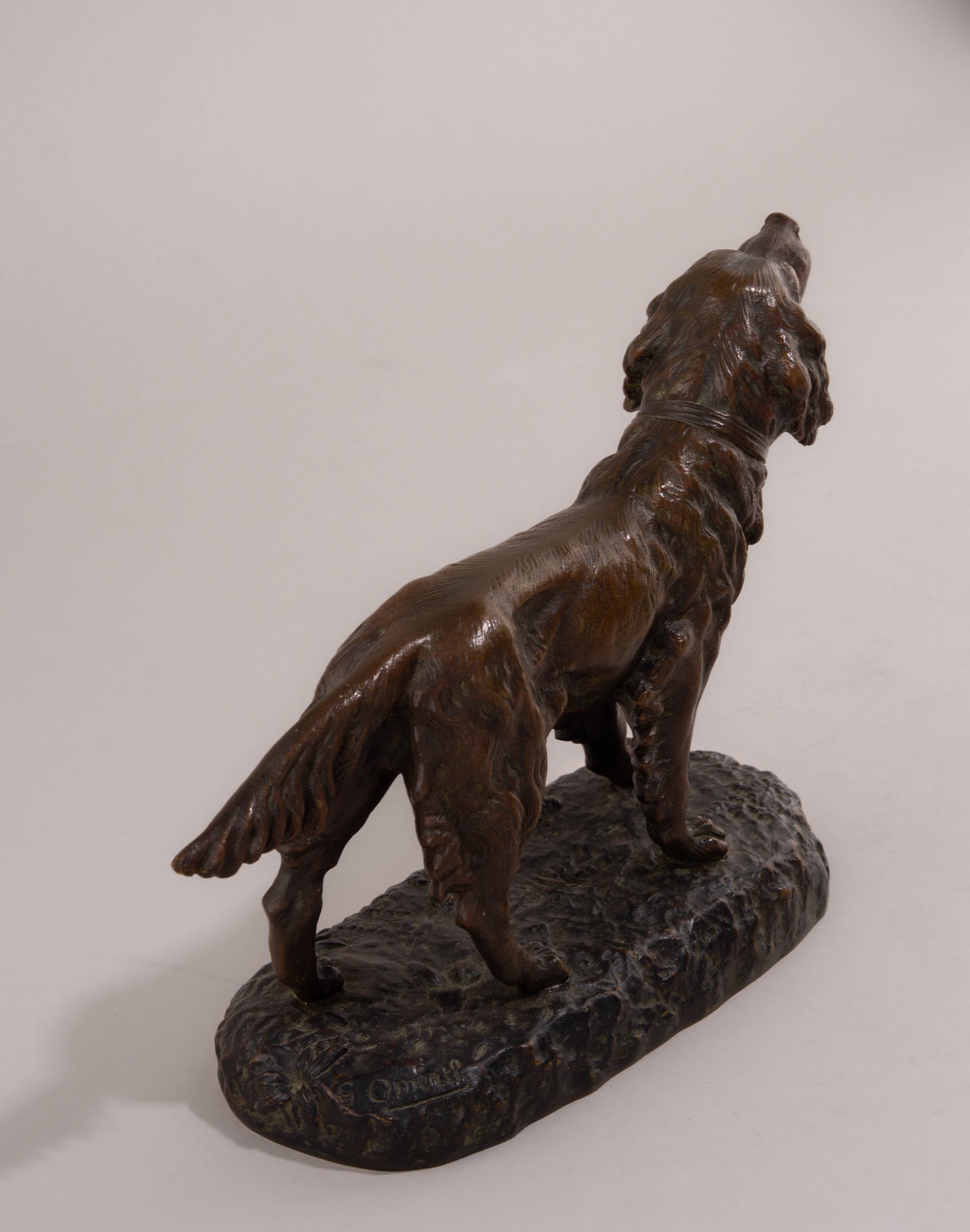 (Ученик Каррье-Беллёза)  Скульптура «Сеттер». Франция, скульптор Жорж Омерт (Georges Omerth), конец XIX - начало XX века.