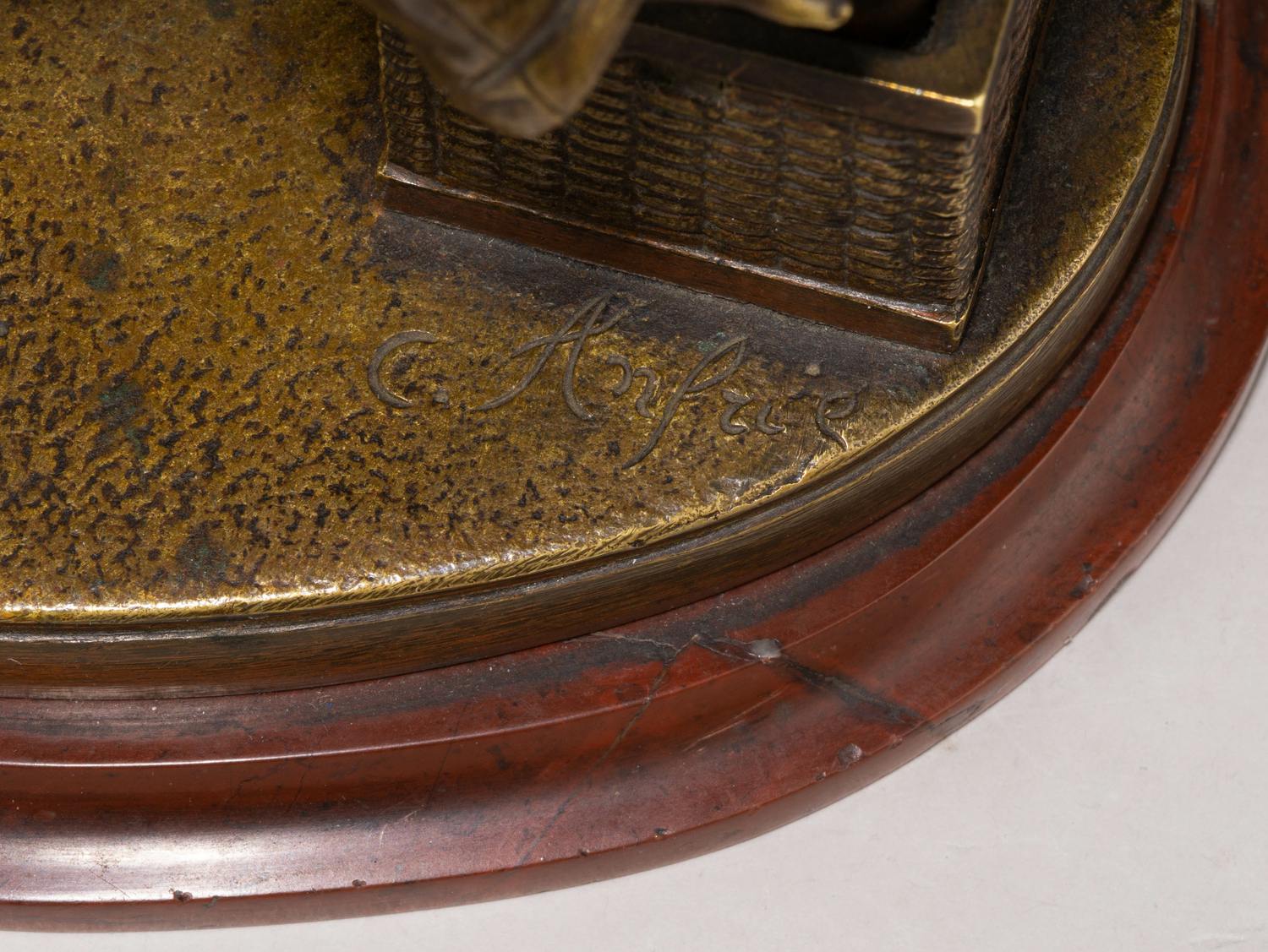 (Новогодняя) Скульптура «Пьеро с ящиком шампанского». Франция, скульптор  Шарль Анфри (Charles Anfrie), конец XIX века.