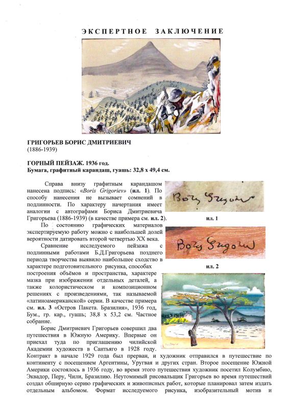 Григорьев Борис Дмитриевич. Горный пейзаж. 1936