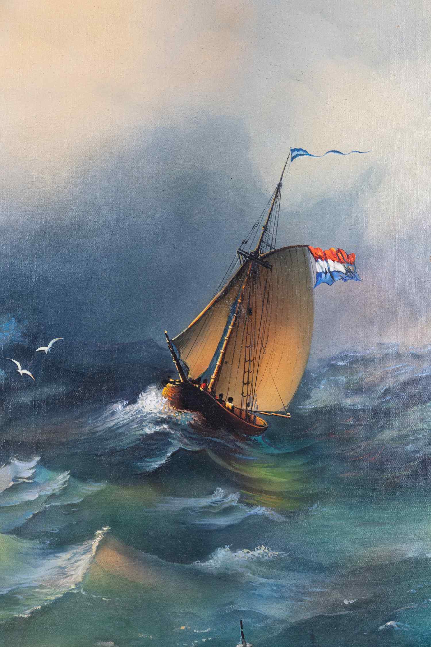 Коновалов В.И.  Шторм в открытом море. 1989 (копия с картины Ивана Константиновича Айвазовского Буря на море 1847).