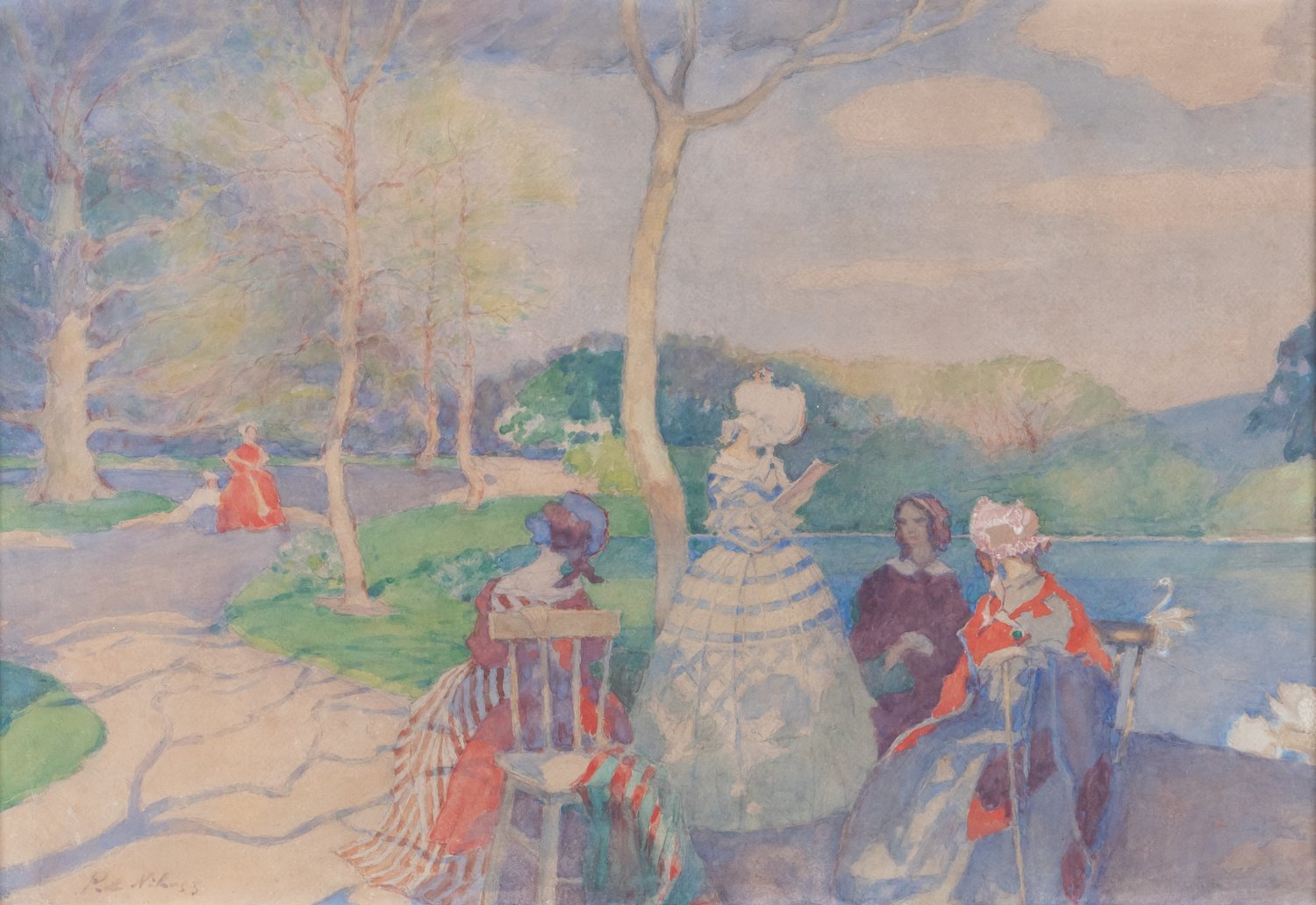 Нилус Пётр Александрович. Дамы у пруда. 1920-е