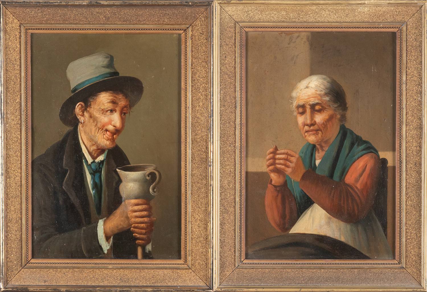 Неизвестный художник. Два портрета пожилой пары. Западная Европа. XIX век