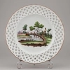 (Гарднер 18 век) Тарелка с изображением пейзажа и фестончатым бортом. 
Россия, фабрика Ф.Я. Гарднера, вторая половина XVIII в.