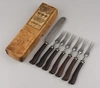 Шесть вилок и нож в коробке Торгового дома наследников Д.Д. Кондратова. Россия, Владимирская губ., Торговый дом наследников Д.Д. Кондратова, начало XX века.