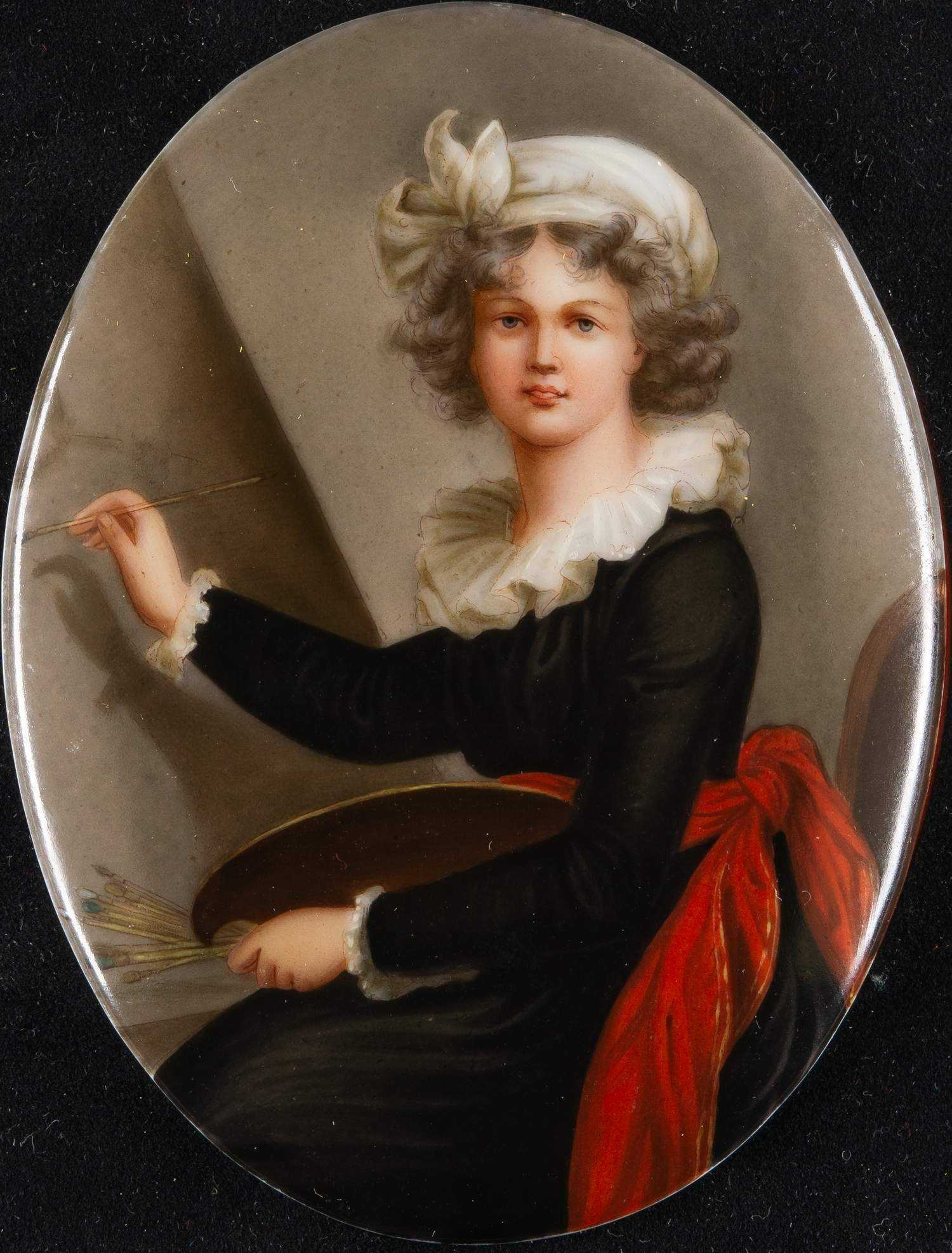 Фарфоровый пласт «Автопортрет Элизабет Виже-Лебрен». Франция, XIX век.