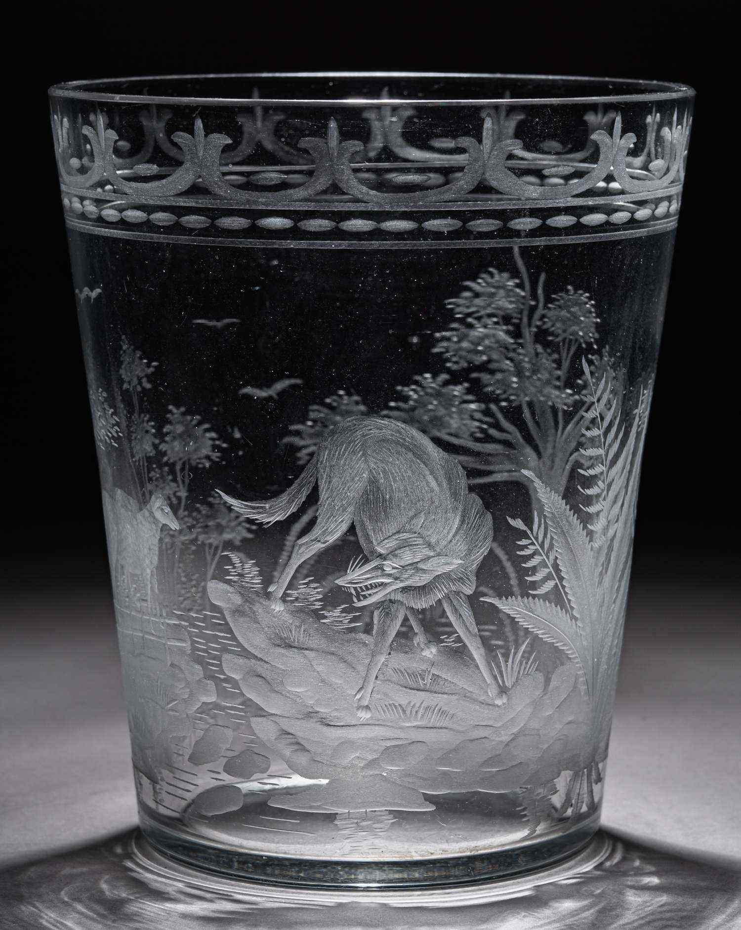 Кубок гигант по басне Жана де Лафонтена «Волк и ягненок». 
Начало XIX века.