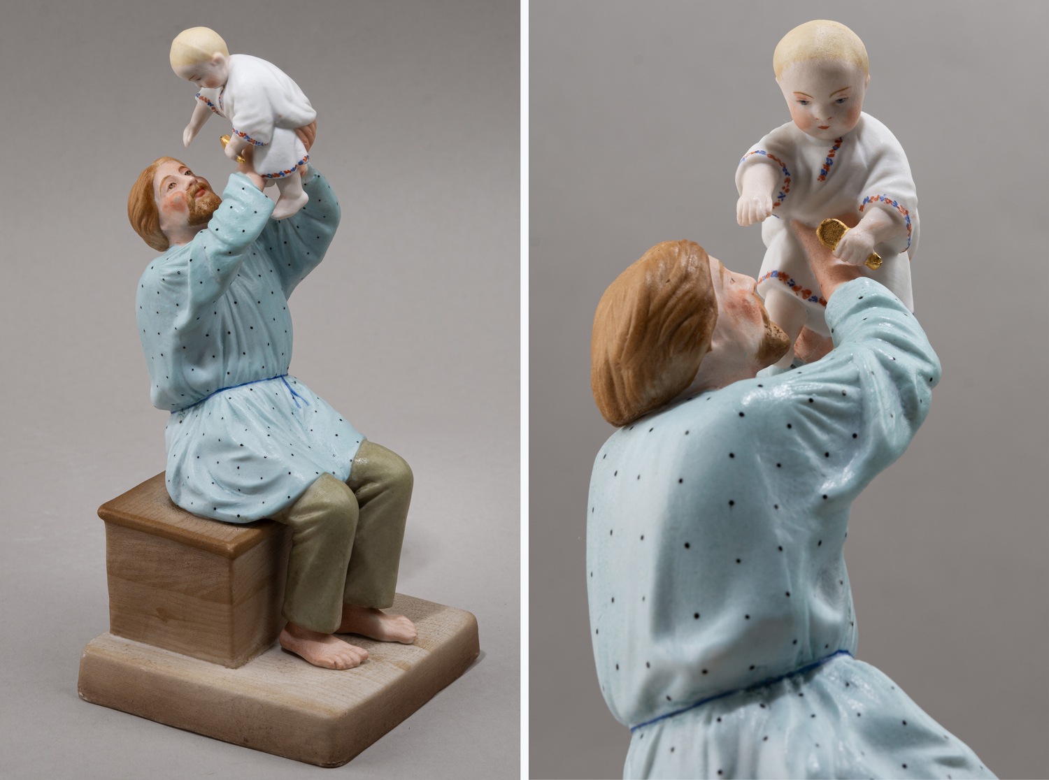 (Гарднер) Скульптура «Крестьянин с ребенком».
Россия, Москва, фабрика Ф.Я. Гарднера, 1870-е–1880-е годы.