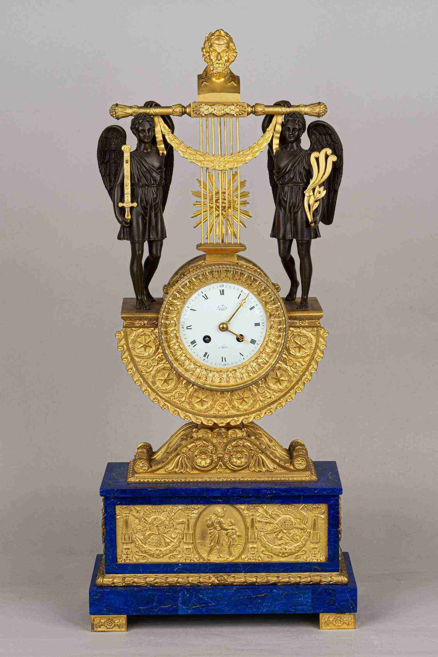 (С экспертизой) Часы каминные «Триумф Гомера». 
Франция, 1820-е годы.