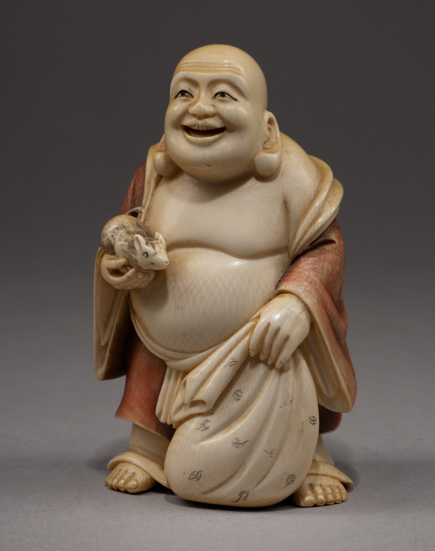 Окимоно «Бог Богатства и Удачи Хотэй».
Япония, конец XIX- начало ХХ  века.