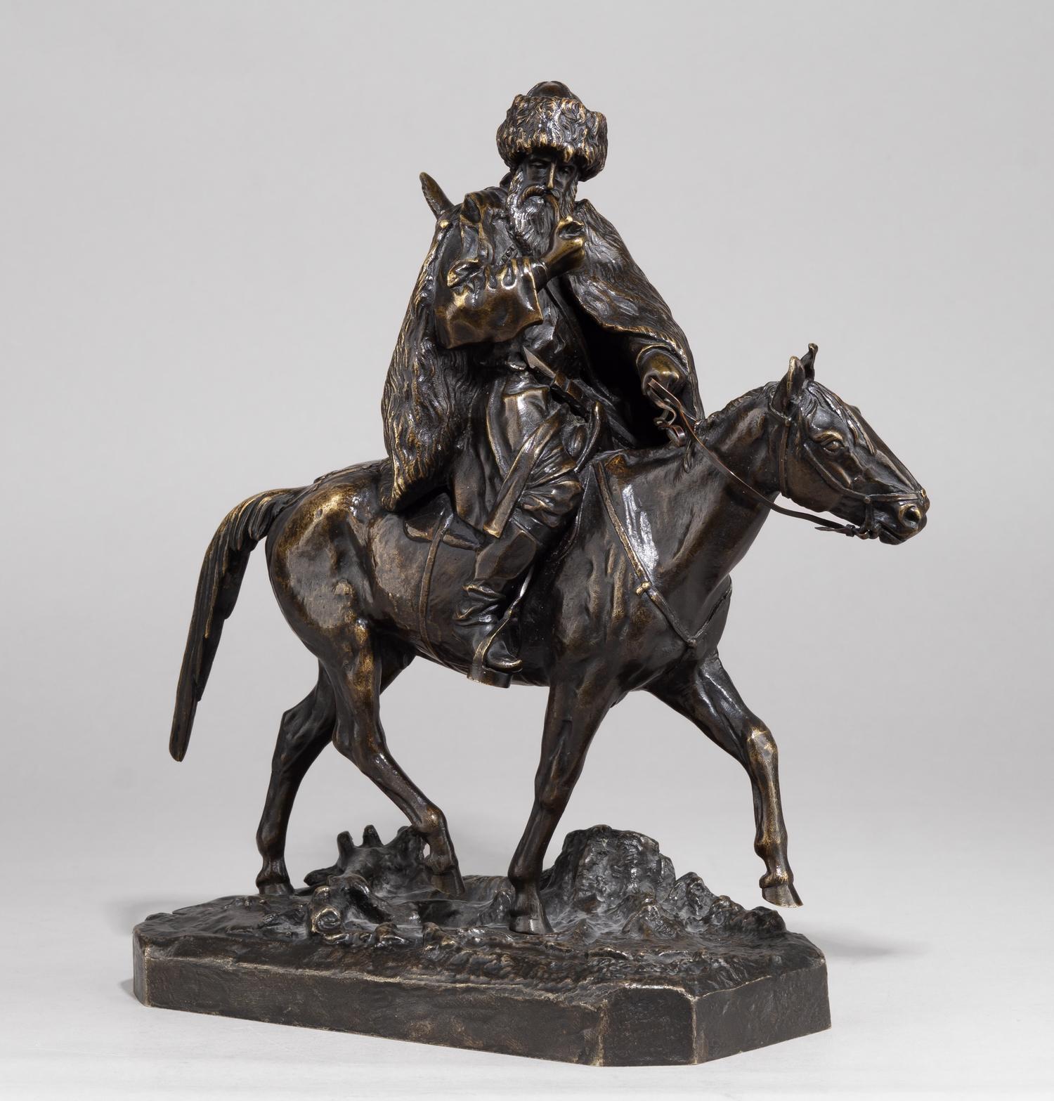 (Лансере) Скульптура «Курящий черкес». Скульптор - Е.А. Лансере.  отливка - Завод Ф. П. Сансон (F.P. Sanson) в Германии,   начало ХХ века.