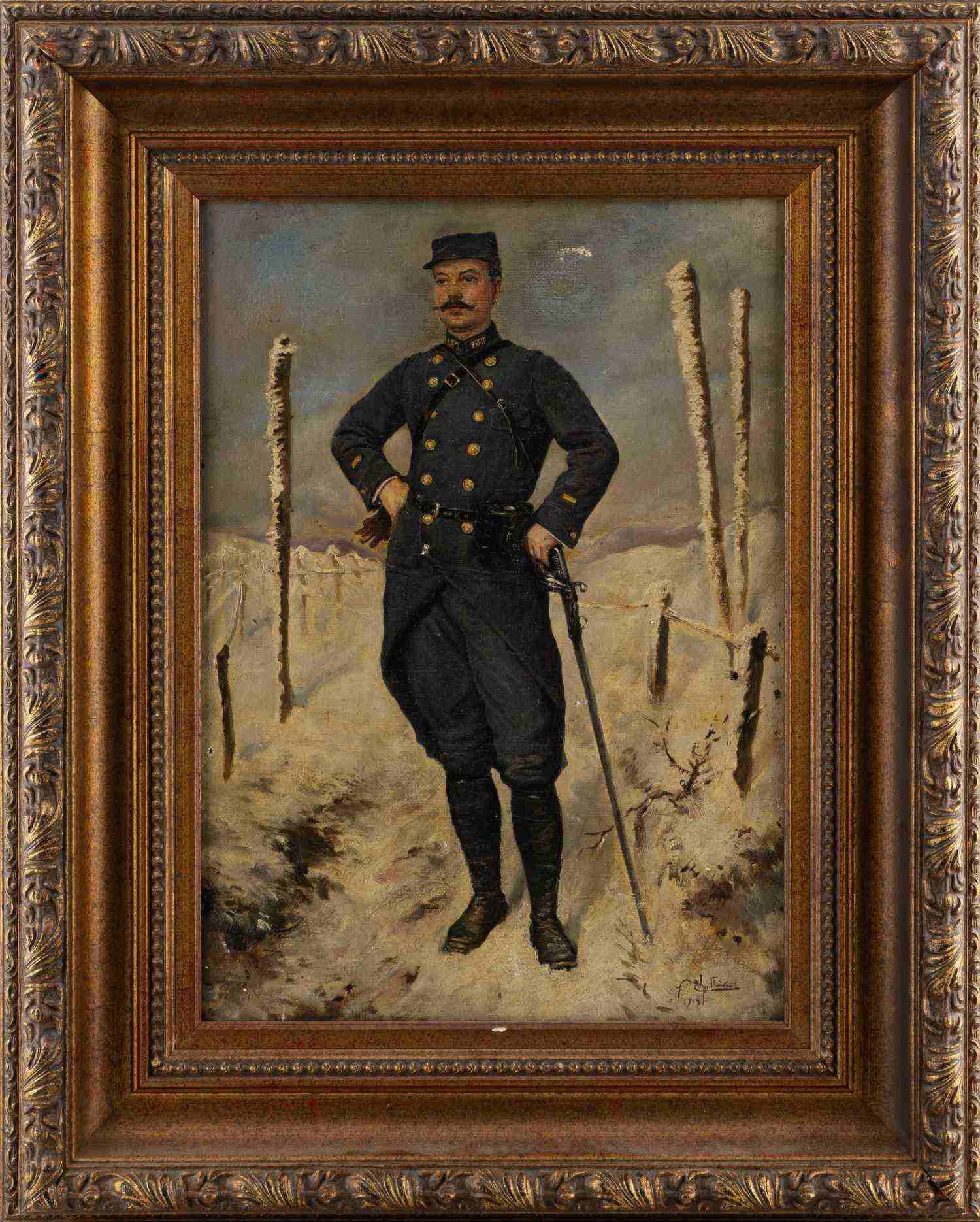 Неизвестный художник. Портрет французского офицера. 1919