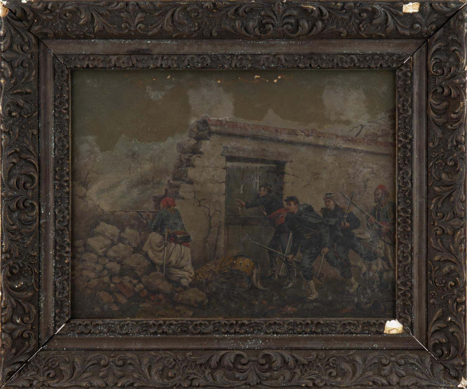 Неизвестный художник (E. Larche по подписи). Батальная сцена. 1886.