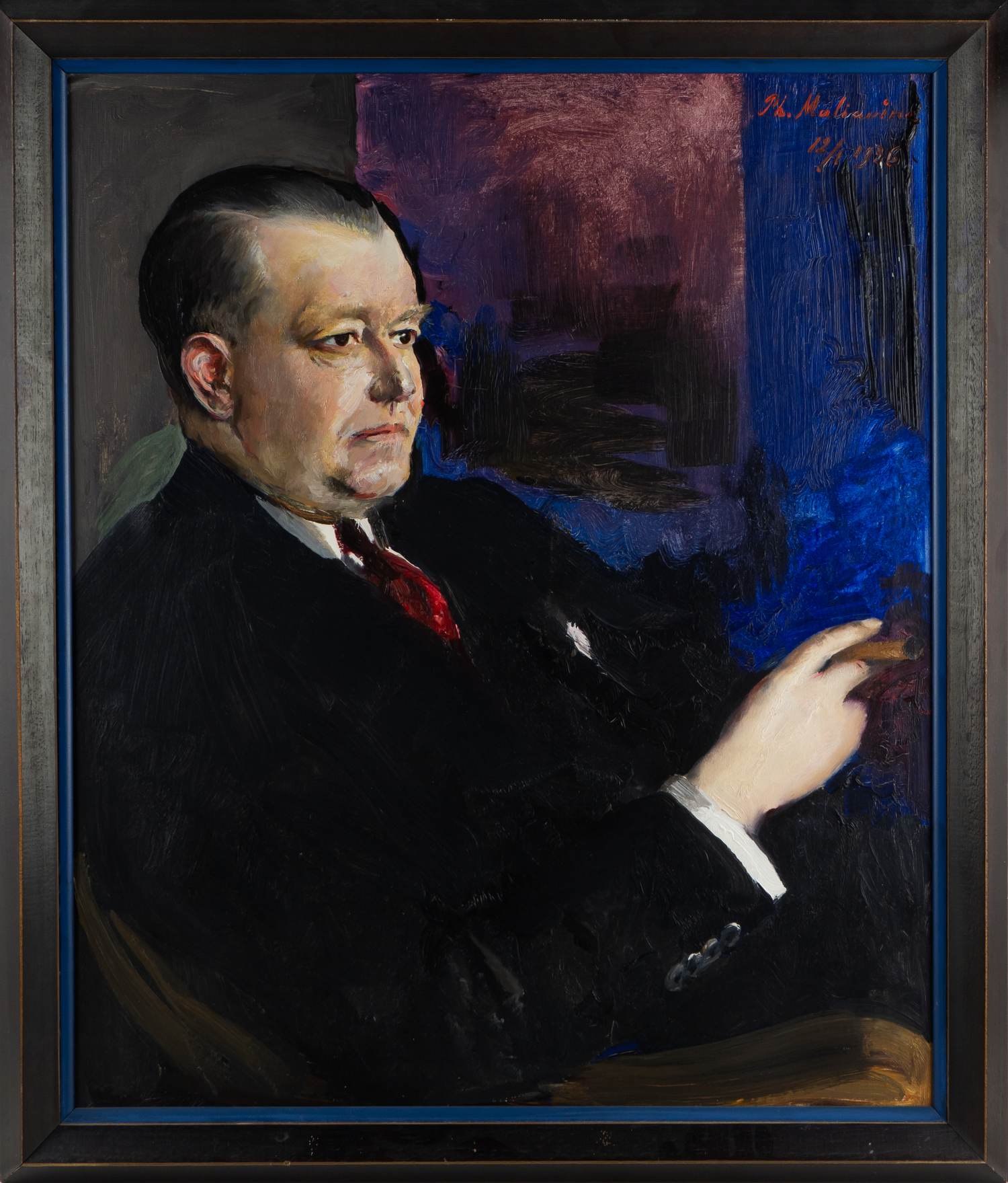 Филипп Малявин (по подписи). Портрет мужчины с сигарой. 1936.