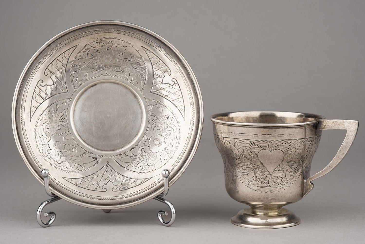 Кофейная пара в русском стиле. Россия, Москва, мастер - Д. И. Орлов, 1871.