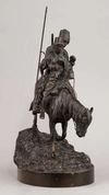 (Вольф. Последователь Лансере) Скульптура «Казак и казачка на лошади». Германия для России, скульптор - Альберт Мориц Вольф, конец XIX - начало ХХ века.