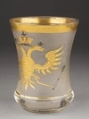 Стакан с изображением двуглавого орла со скипертом и державой.
Россия,  1840-е годы.