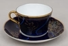 (Кузнецов) Сервиз кофейный кобальтовый с эмалевой росписью.
Россия,  завод Кузнецова, начало XX века.