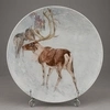 (Л.Ф. Орлова) Декоративная тарелка с изображением северных оленей.
СССР, Дмитровский фарфоровый завод в Вербилках, художница Л.Ф. Орлова, по рисунку Ричарда Лидеккера, 1950-1960е годы.