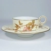 (Royal Worcester) Чашка с блюдцем с росписью в виде цветущего шиповника.
Англия, Royal Worcester (Ворчестер), 1889.