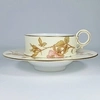 (Royal Worcester) Чашка с блюдцем с росписью в виде цветущего шиповника.
Англия, Royal Worcester (Ворчестер), 1889.