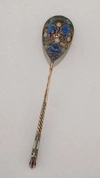 (Фаберже) Ложка в стиле модерн с эмалью. Россия, Москва, фирма Поставщика Высочайшего Двора К. Фаберже, 1908-1917 годы.