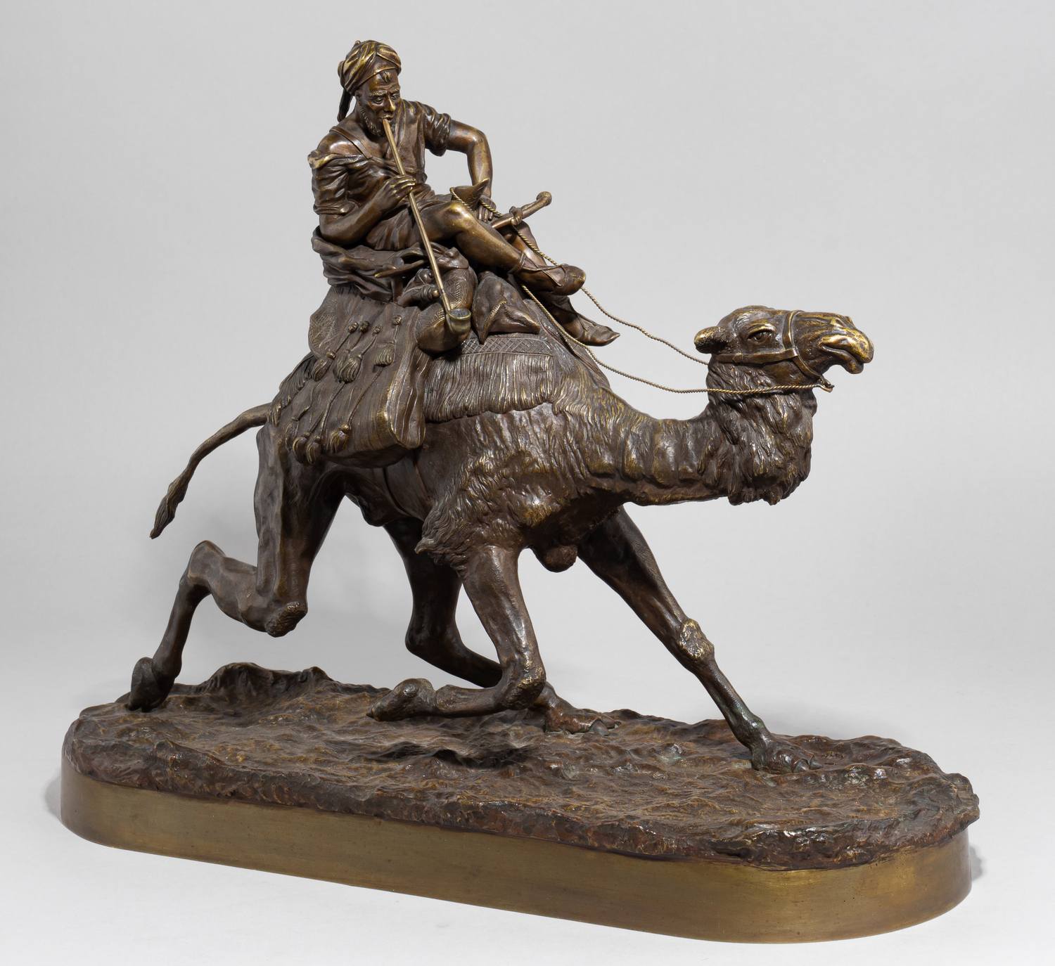 (С экспертизой. Самонов) Скульптура «Бедуин на верблюде». Россия,  скульптор П.А. Самонов,  литье фабрики К.Ф. Верфеля, конец XIX века.