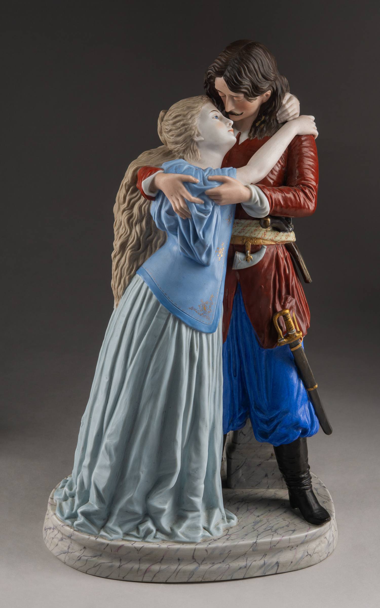 Скульптурная композиция «Сцена прощания Андрея и прекрасной польки». Россия, Завод Ф.Я. Гарднера, 1870-е-1880-е годы. (По повести «Тарас Бульба» Н. В. Гоголя)