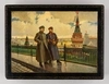 Шкатулка «И. В. Сталин и К. Е. Ворошилов в Кремле» по картине А. Герасимова.  СССР, Мстёра, художник В. Бурмистров, 1952.