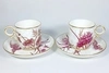 (Royal Worcester) Две кофейные пары в стиле шинуазри с изображением райских птиц.
Англия, Royal Worcester, 1882.