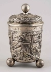 (1797) Кружка с крышкой с изображением сцен охоты на оленя. 
Россия, Санкт-Петербург, мастер-монограммист «А.З», 1797.