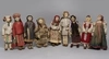(Русские игрушки) Девять кукол в  национальных костюмах России. СССР, Москва, артель «Всекохудожник», 1930-е.
