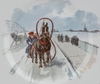 (Каразин. Корнилов)Тарелка «Извозчик на набережной Невы» из серии «По рисункам Н. Каразина». 
Санкт-Петербург, Завод братьев Корниловых, 1884-1910-е годы.